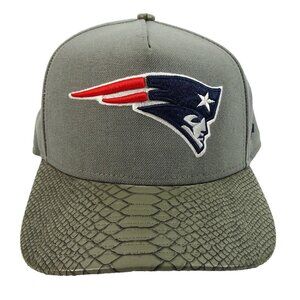 New England Patriots Snake Print Strapback Hat Grey NFL Adjustable Cap SM/M